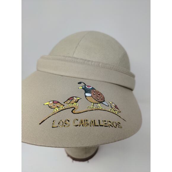 Womens High Spirits Sun Visor Hat Tan Palm Desert California Los Caballeros - Picture 4 of 8